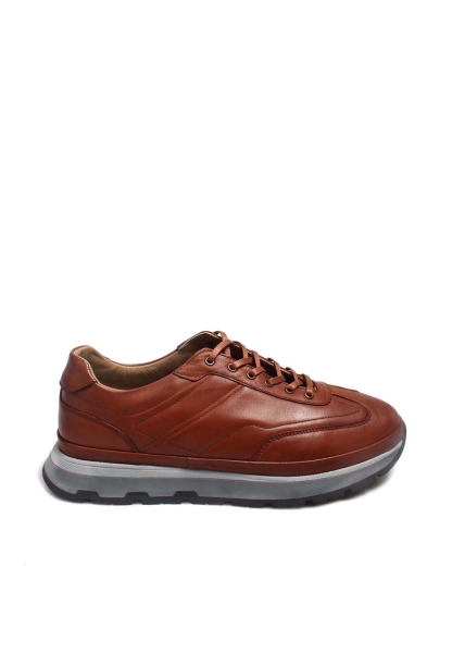 Ogroman İçi Dışı Kaliteli Hakiki Deri Taba Erkek Sneaker Spor Ayakkabı AH07722131648