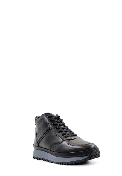 Ogroman İçi Kürklü Dışı Hakiki Deri Siyah Termo Taban Erkek Spor Sneaker Bot OG2572211131291