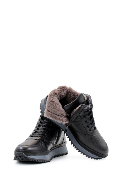 Ogroman İçi Kürklü Dışı Hakiki Deri Siyah Termo Taban Erkek Spor Sneaker Bot OG2572211131291