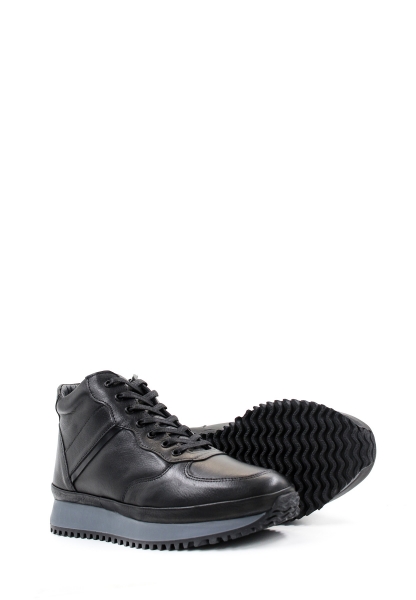 Ogroman İçi Kürklü Dışı Hakiki Deri Siyah Termo Taban Erkek Spor Sneaker Bot OG2572211131291