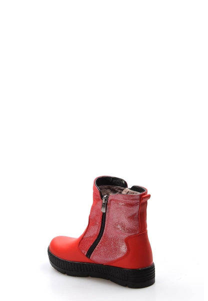 Ogroman İçi Kürklü Dışı Hakiki Deri Unisex Kırmızı Simli Çift Fermuar Çocuk Bot AH0776911241125
