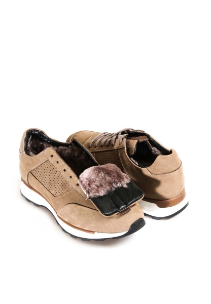  Ogroman İçi Kürklü Dışı Hakiki Nubuk Deri Kum Erkek Spor Sneaker Ayakkabı AH0772311131120