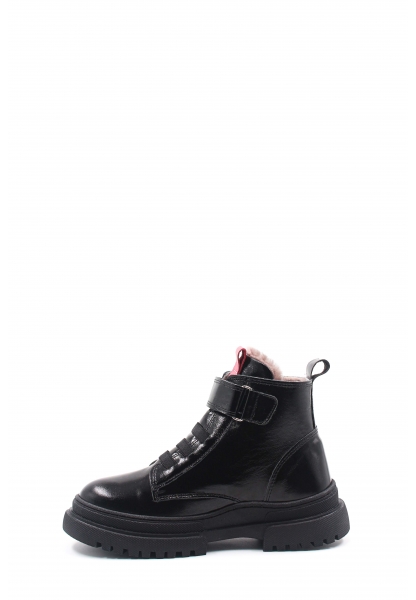 Ogroman İçi Kürklü Dışı Hakiki Rugan Deri Siyah Unisex Çocuk Bot AH081571124121099