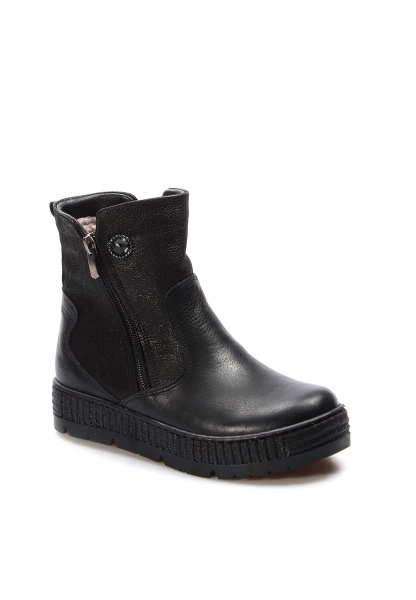 Ogroman İçi Kürklü Hakiki Deri Unisex Gümüş Fermuarlı Çocuk Klasik Bot AH0776911241125
