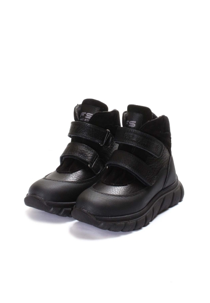 Ogroman İçi Kürklü Hakiki Deri Unisex Siyah Cırtcırtlı Çocuk Spor Bot AH07574192431928