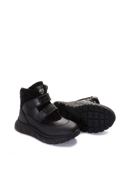 Ogroman İçi Kürklü Hakiki Deri Unisex Siyah Cırtcırtlı Çocuk Spor Bot AH07574192431928