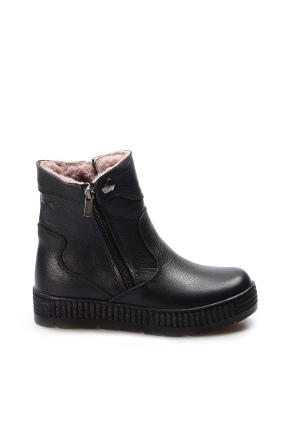 Ogroman İçi Kürklü Hakiki Deri Unisex Siyah Fermuarlı Çocuk Klasik Bot AH0776911241120