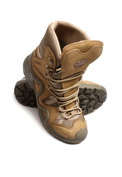 Ogroman Hakiki Nubuk Deri Bej Kaucuk Taban Outdoor Spor Asker Motorcu Bot OG25117191311800