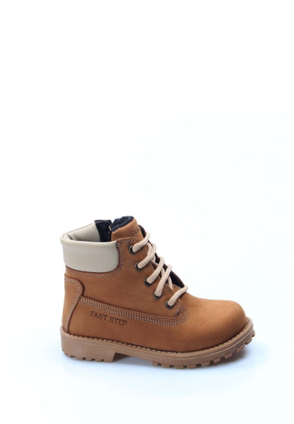 Ogroman Kaliteli Hakiki Nubuk Deri Unisex Taba Fermuarlı Çocuk Worker Bot AH07006191611002
