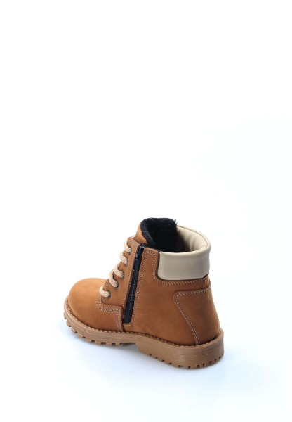 Ogroman Kaliteli Hakiki Nubuk Deri Unisex Taba Fermuarlı Çocuk Worker Bot AH07006191611002