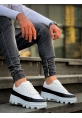 Ogroman Bağcıklı Beyaz Siyah Detaylı Yüksek Taban Sneaker Günlük Tarz Erkek Ayakkabı OGR-AYKB612