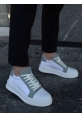 Ogroman Bağcıklı Beyaz Bebe Mavi Yüksek Taban Günlük Sneaker Tarz Erkek Ayakkabı OGR-AYKB02