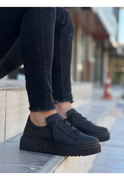 Ogroman Bağcıklı Kömür Yüksek Taban Günlük Sneaker Tarz Erkek Ayakkabı OGR-AYKB168