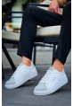 Ogroman Bağcıklı Beyaz Gri Yüksek Taban Günlük Sneaker Tarz Erkek Ayakkabı OGR-AYKB-Y3