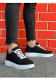 Ogroman Bağcıklı Süet Siyah Beyaz Yüksek Taban Günlük Sneaker Tarz Erkek Ayakkabı OGR-AYKB603