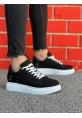 Ogroman Bağcıklı Süet Siyah Beyaz Yüksek Taban Günlük Sneaker Tarz Erkek Ayakkabı OGR-AYKB603
