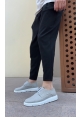 OGR0003 Bağcıklı Klasik Spor Gri Renk Keten Yüksek Taban Casual Erkek Ayakkabı