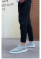 OGR0003 Bağcıklı Klasik Spor Gri Renk Keten Yüksek Taban Casual Erkek Ayakkabı