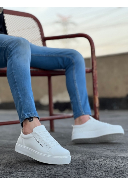 Ogroman Bağcıklı Yeni Beyaz Yüksek Taban Sneaker Günlük Tarz Erkek Ayakkabı  OGR-AY6760