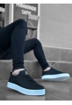 Ogroman Bağcıklı Yeni Siyah Beyaz Yüksek Taban Sneaker Günlük Tarz Erkek Ayakkabı  OGR-AY6760