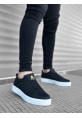 Ogroman Bağcıklı Yeni Siyah Beyaz Yüksek Taban Sneaker Günlük Tarz Erkek Ayakkabı  OGR-AY6760