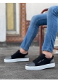 Ogroman Bağcıklı Ekose Siyah Yüksek Taban Sneaker Günlük Tarz Erkek Ayakkabı  OGR-AY6760