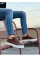 Ogroman Bağcıklı Ekose Taba Yüksek Taban Sneaker Günlük Tarz Erkek Ayakkabı  OGR-AY6760