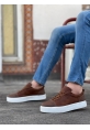 Ogroman Bağcıklı Ekose Taba Yüksek Taban Sneaker Günlük Tarz Erkek Ayakkabı  OGR-AY6760