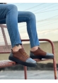 Ogroman Bağcıklı Ekose Süet Taba Siyah Yüksek Taban Sneaker Günlük Tarz Erkek Ayakkabı  OGR-AY6760