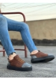 Ogroman Bağcıklı Ekose Süet Taba Siyah Yüksek Taban Sneaker Günlük Tarz Erkek Ayakkabı  OGR-AY6760