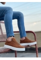 Ogroman Bağcıklı Taba Süet Beyaz Yüksek Taban Sneaker Günlük Tarz Erkek Ayakkabı  OGR-AY6760