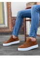 Ogroman Bağcıklı Taba Süet Beyaz Yüksek Taban Sneaker Günlük Tarz Erkek Ayakkabı  OGR-AY6760