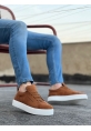 Ogroman Bağcıklı Taba Süet Beyaz Yüksek Taban Sneaker Günlük Tarz Erkek Ayakkabı  OGR-AY6760
