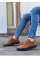 Ogroman Bağcıklı Taba Süet SiyahYüksek Taban Sneaker Günlük Tarz Erkek Ayakkabı  OGR-AY6760