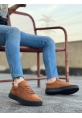 Ogroman Bağcıklı Taba Süet SiyahYüksek Taban Sneaker Günlük Tarz Erkek Ayakkabı  OGR-AY6760
