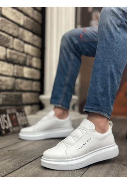 Ogroman Bantlı Beyaz Beyaz Yüksek Taban Sneaker Tarz Erkek Ayakkabı OGR-AY6790