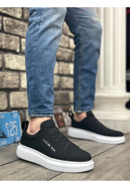Ogroman Bantlı Siyah Beyaz Yüksek Taban Sneaker Tarz Erkek Ayakkabı OGR-AY6790