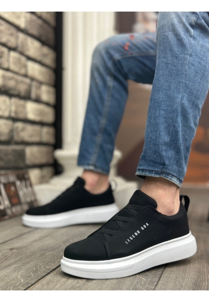 Ogroman Bantlı Siyah Beyaz Yüksek Taban Sneaker Tarz Erkek Ayakkabı OGR-AY6790