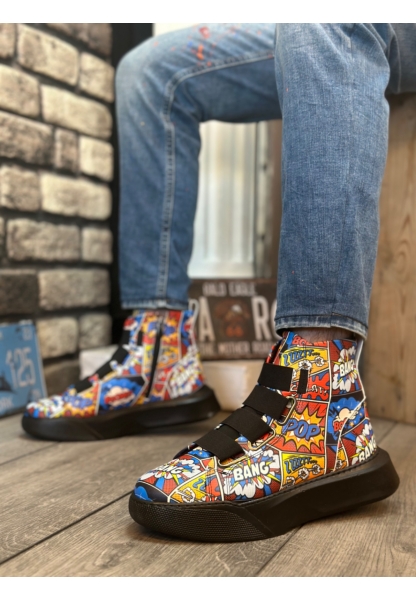 OGR0142 Bantlı Erkek Yüksek Taban Popart Model Spor Bot