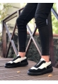 OGR0238 OGR Yüksek Taban Siyah Beyaz Bağcıklı Erkek Ayakkabı