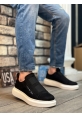 Ogroman Bantlı Süet Siyah Beyaz Yüksek Taban Sneaker Günlük Tarz Erkek Ayakkabı OGR-AY6963