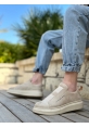 Ogroman Bantlı Süet Bej Krem Yüksek Taban Sneaker Günlük Tarz Erkek Ayakkabı OGR-AY6963