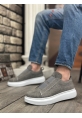 Ogroman Bantlı Süet Gri Beyaz Yüksek Taban Sneaker Günlük Tarz Erkek Ayakkabı OGR-AY6963