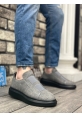 Ogroman Bantlı Süet Gri Siyah Yüksek Taban Sneaker Günlük Tarz Erkek Ayakkabı OGR-AY6963