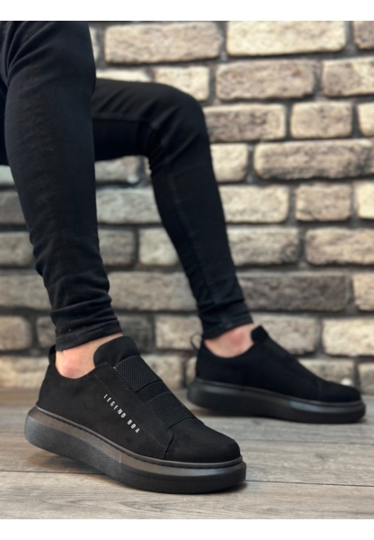 Ogroman Bantlı Süet Kömür Yüksek Taban Sneaker Günlük Tarz Erkek Ayakkabı OGR-AY6963
