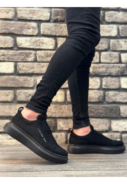 Ogroman Bantlı Süet Kömür Yüksek Taban Sneaker Günlük Tarz Erkek Ayakkabı OGR-AY6963