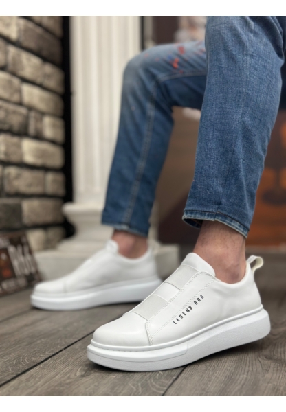 Ogroman Bantlı Beyaz Yüksek Taban Sneaker Günlük Tarz Erkek Ayakkabı OGR-AY6963