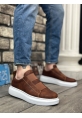 Ogroman Bantlı Taba Beyaz Yüksek Taban Sneaker Günlük Tarz Erkek Ayakkabı OGR-AY6963