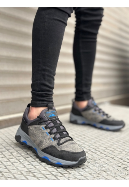 OGR0320 Kalın Termo Taban Gri Mavi Erkek Trekking Outdoor Ayakkabı