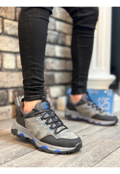 OGR0320 Kalın Termo Taban Gri Mavi Erkek Trekking Outdoor Ayakkabı